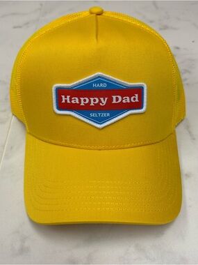 Happy Dad Trucker Hat Yellow Hard Seltzer Snapback Mesh Cap OS
